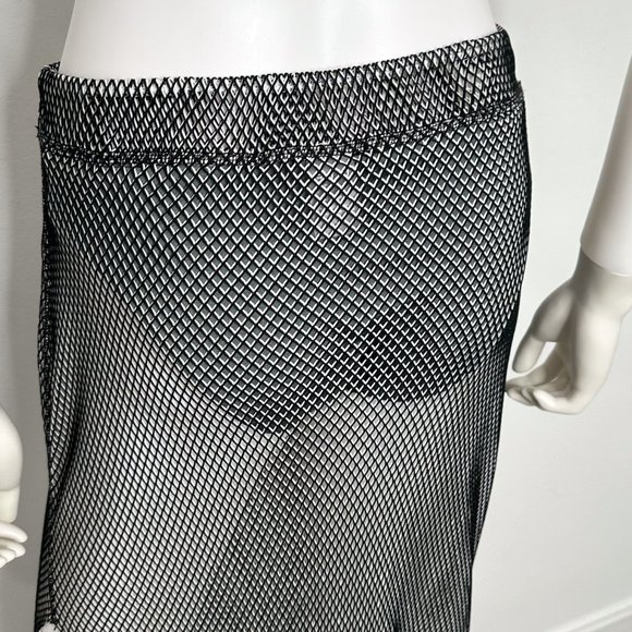 Jade Swim Mesh Open Knit Maxi Skirt with High Slit Black & White Womens Size M/L - Picture 13 of 16